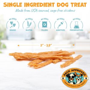 Pack Approved Mini Chicken Sticks for Dogs - Dehydrated Chicken Dog Treats & Single Ingredient Dog Treat - High Protein, Low Fat Dog Treats - Chicken Treats for Dogs - Crunchy Dog Chew Sticks - 3oz