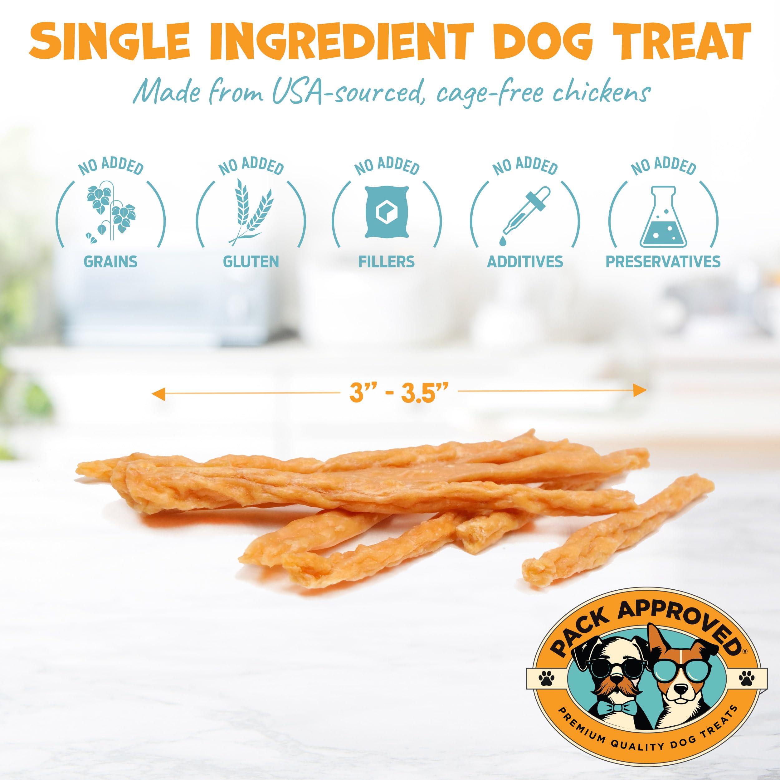 Pack Approved Mini Chicken Sticks for Dogs - Dehydrated Chicken Dog Treats & Single Ingredient Dog Treat - High Protein, Low Fat Dog Treats - Chicken Treats for Dogs - Crunchy Dog Chew Sticks - 3oz