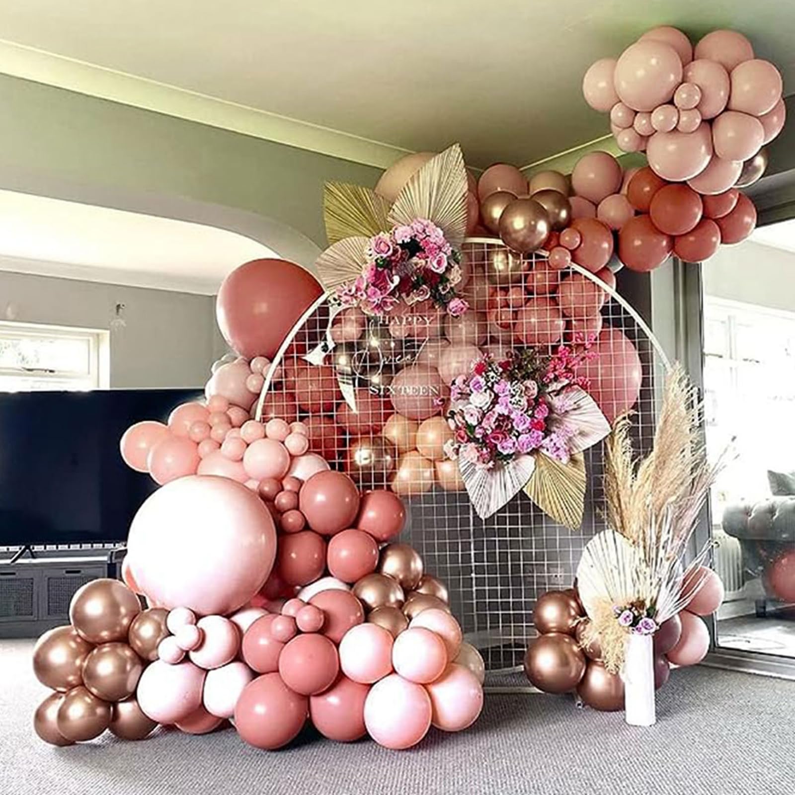 Retro Blush Pink Balloon Arch Kit-Dusty Pink Cream Peach White Sand Balloon Garland,Boho Pastel Pink Balloons Party Decorations for Girl's Baby Shower,Kid's Birthday Party,Wedding Bridal 109PCS