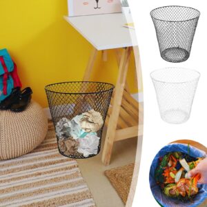 Wire Mesh Round Waste Basket,Wire Trash Basket - 9Inch, Lightweight Trash, Can Open Top Wastebasket Recycling Bins, Garbage Cans for Desk Office School Home Essential Storage Carrier (Black,5PCS)