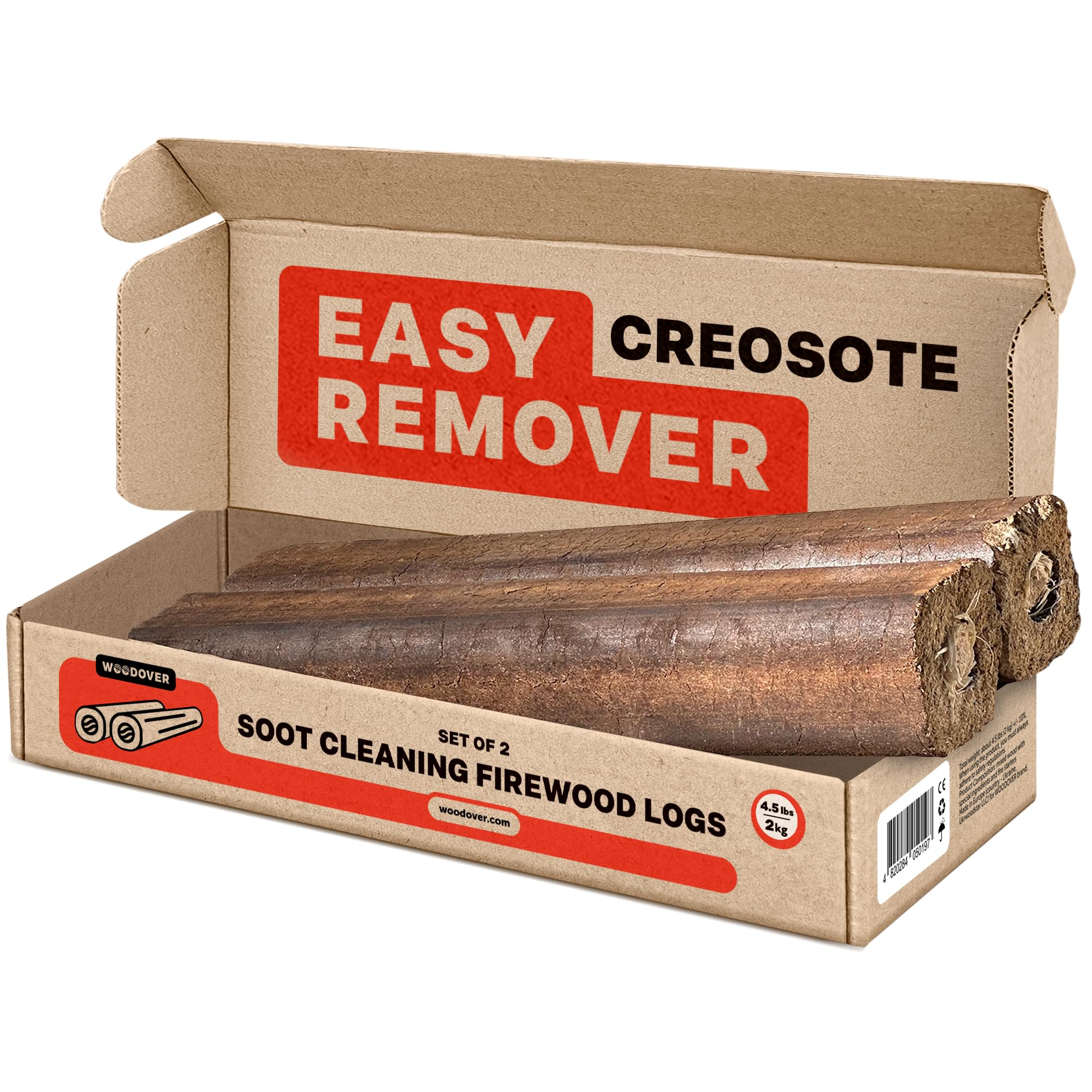 Chimney Cleaning Logs for Fireplace, Creosote Logs for Fireplace Cleaning, Creosote Remover, Soot Clean Fire Logs for Indoor Fireplace, Fireplace Cleaner Creosote Sweeping Log for Fireplace, Pack of 2