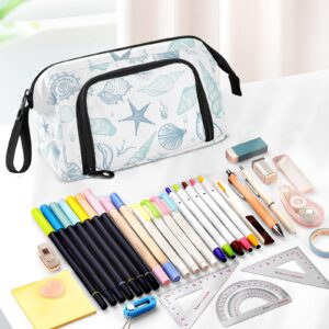 J JOYSAY Seashells Starfish Seaweed Corals Pencil Case Large Capacity Pencil Pouch for Girls Boys Pen Holder Pencil Marker Holder for School Travel