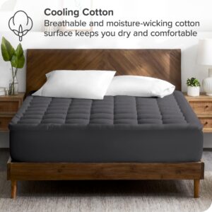 Bare Home Cal King Mattress Topper Cotton Top - Fitted Mattress Cover - Cooling Breathable Air Flow - 8" to 21" Deep Pocket - Mattress Pad Protector - Soft Noiseless Pad (California King, Grey)