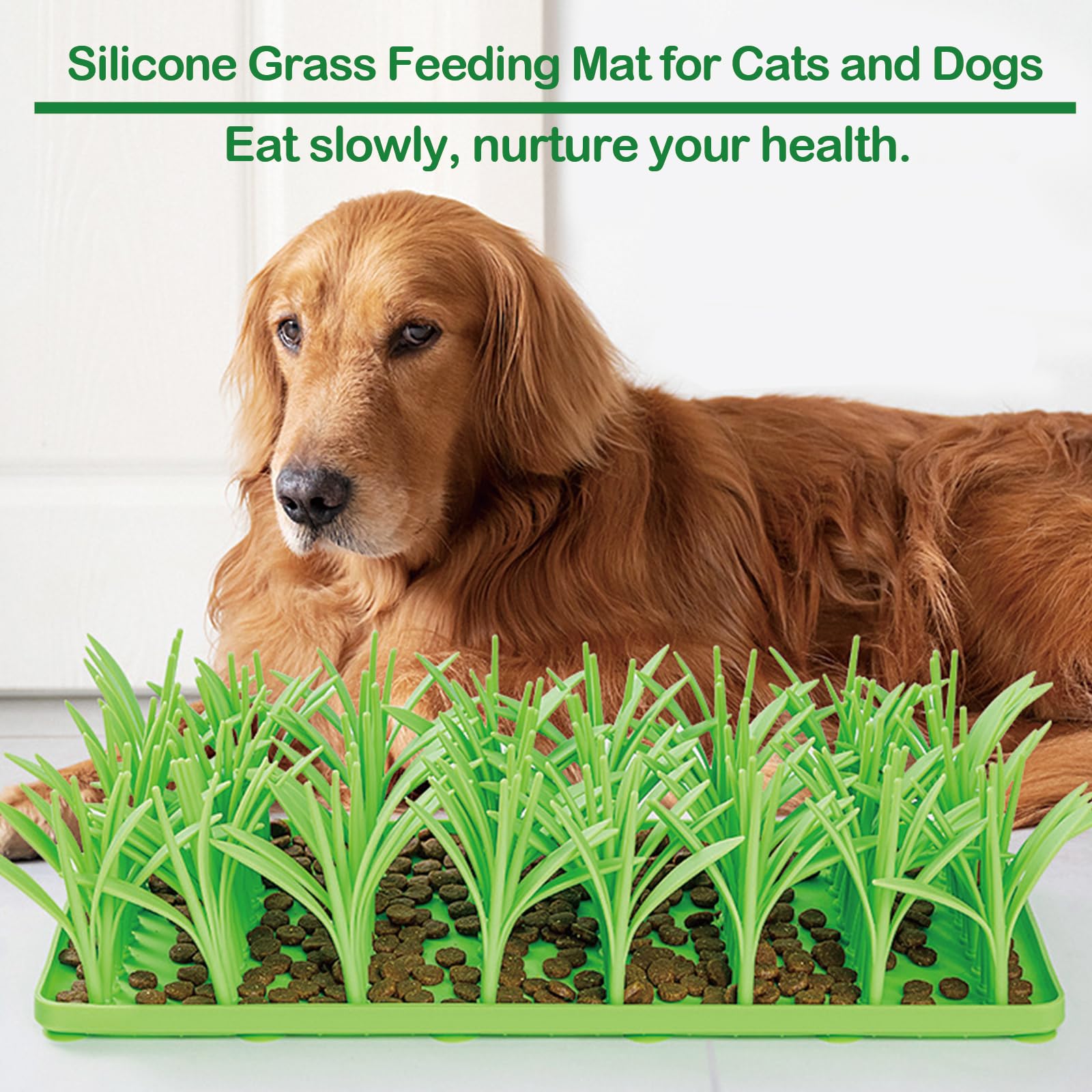 Mystoneer Silicone Grass Mat for Cats, Silicone Grass Snuffle Mat for Cats, Cat Grass Mat for Indoor Cats Silicone, Silicone Grass Feeding Mat for Cats and Dogs (1pc)