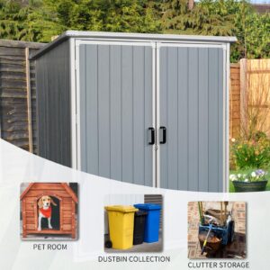 GLANZEND 5x3 FT Resin Outdoor Storage Shed, All Weather Waterproof Garden Storage Cabinet with Lockable Double Doors, Outside Utility Tool Sheds for Bikes and Patio, Light Gray