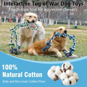 Kwispel Rope Toy for Dogs, 2 Pack Large Dog Rope Toys for Aggressive Chewers, Heavy Duty Dog Toys for Large Medium Breed, Indestructible Tough Rope Chew Toys Tug of War Dog Toy Teeth Cleaning