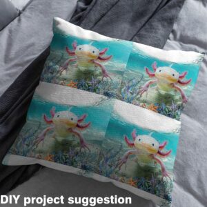 Feelyou Boys Girls Cute Axolotl Fabric by The Yard Kids 1 Yard, Ocean Kawaii Sealife Waterproof Outdoor Fabric Kids Cartoon Salamander Upholstery Fabric for Chairs Beach Coastal Reupholstery Fabric