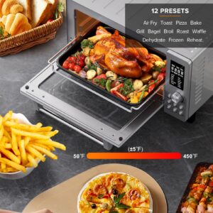 Nuwave Bravo Pro Smart 21QT Toaster Oven Air Fryer Combo, Convection Oven Countertop, 12 functions all in 1, with even & quick crisp technology, 50-450°F, 1800W, Stainless Steel