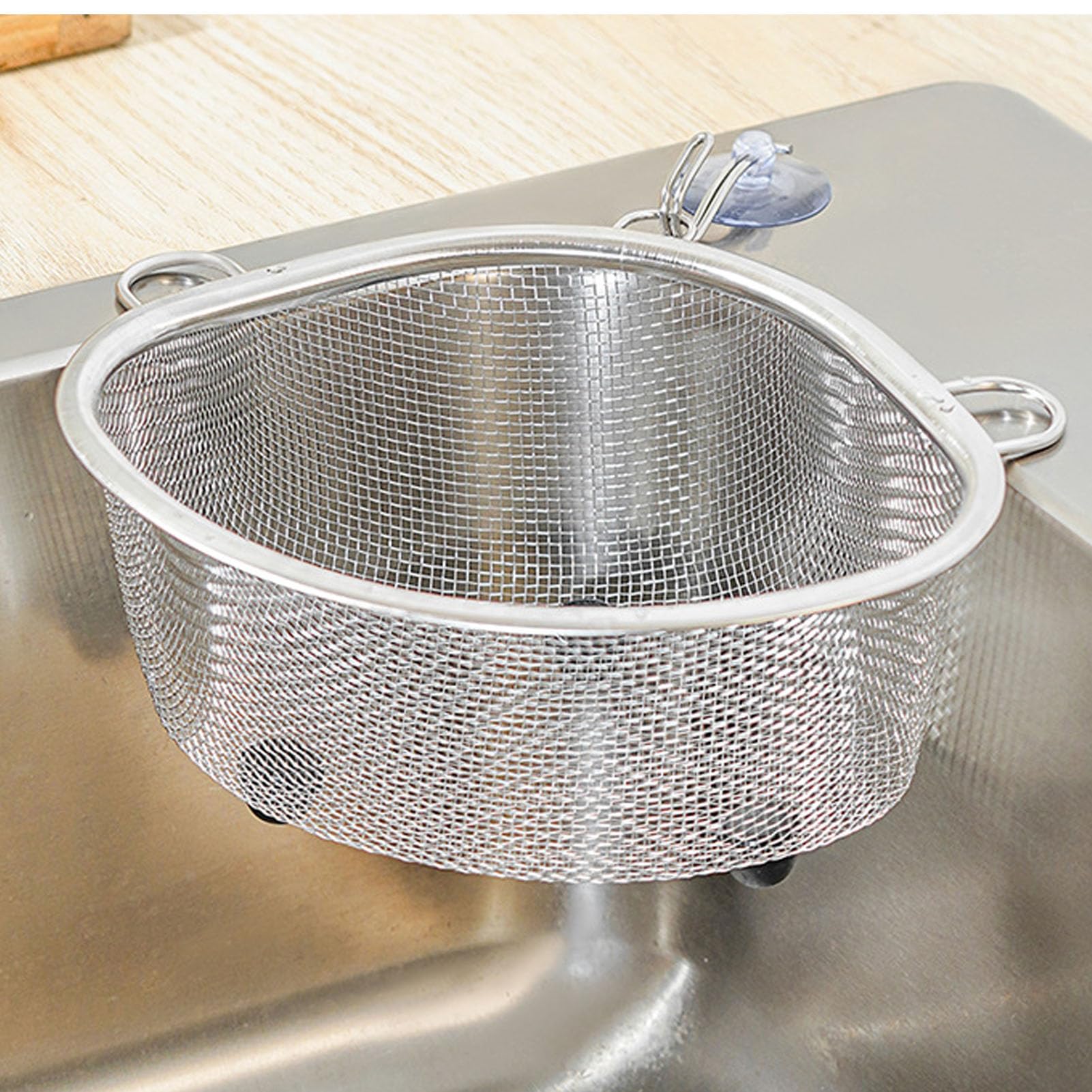 JOROBURO Triangle Sink Strainer Basket, Stainless Steel Space Saving Sink Drainer Basket, Colander Strainer Basket Strainer Sink Strainer, Food Waste Filter and Vegetables Fruits Clean