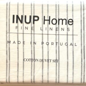 INUP Portugal Fine Linens Luxurious Home Collection 100% Cotton 3 Piece Duvet Set Matelasse French Country Multi Colors Stripe on Solid Background (Sophronia, King (U.S. Standard))