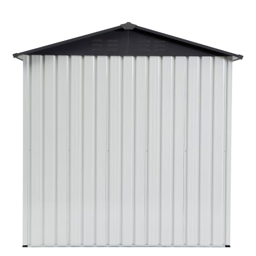 Garden Metal Storage Shed Gray White 6x4x6ft outdoor storing tools Rainproof Hinge door version