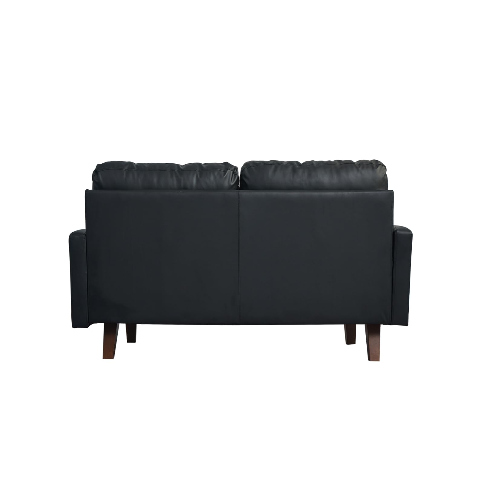 Hybition Faux Leather Loveseat Mid-Century Modern Sofa with Wooden Legs for Living Room, Office-Black