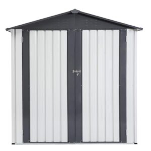 Garden Metal Storage Shed Gray White 6x4x6ft outdoor storing tools Rainproof Hinge door version