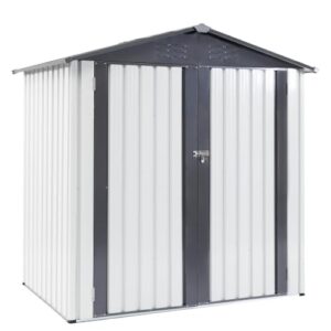 garden metal storage shed gray white 6x4x6ft outdoor storing tools rainproof hinge door version