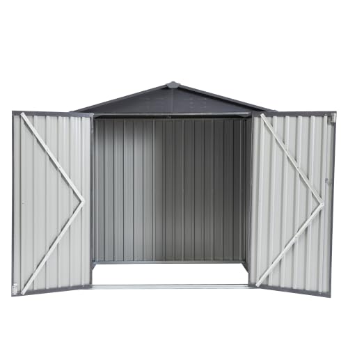 Garden Metal Storage Shed Gray White 6x4x6ft outdoor storing tools Rainproof Hinge door version