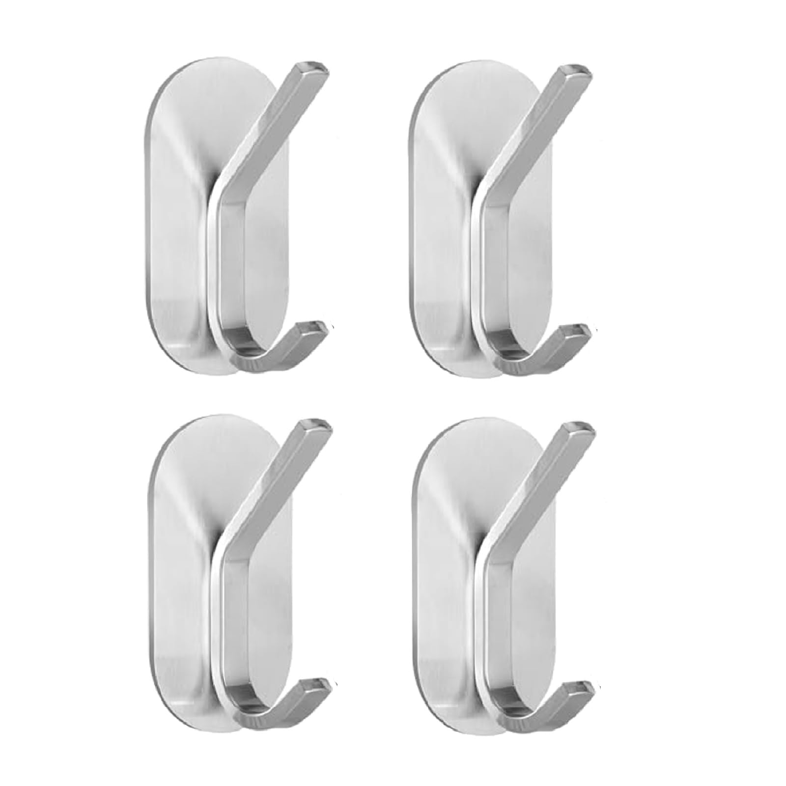 Towel Hook Adhesive Hooks, 4 Pack Towel Racks for Bathroom Stainless Steel 3.15 inch Wall Hooks Hanger Towel Holder Heavy Duty Robe Coat Hook for Towel, Coat, Robe, Cloth, Hat (Silver)