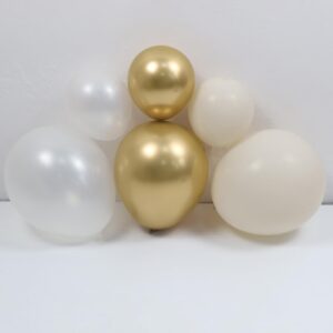 White Sand and Gold Balloons Arch Garland Kit-180pcs Neutral Metallic White Chrome Gold Balloons for Boho Wedding Baby Shower Bridal Shower Birthday Party Decorations