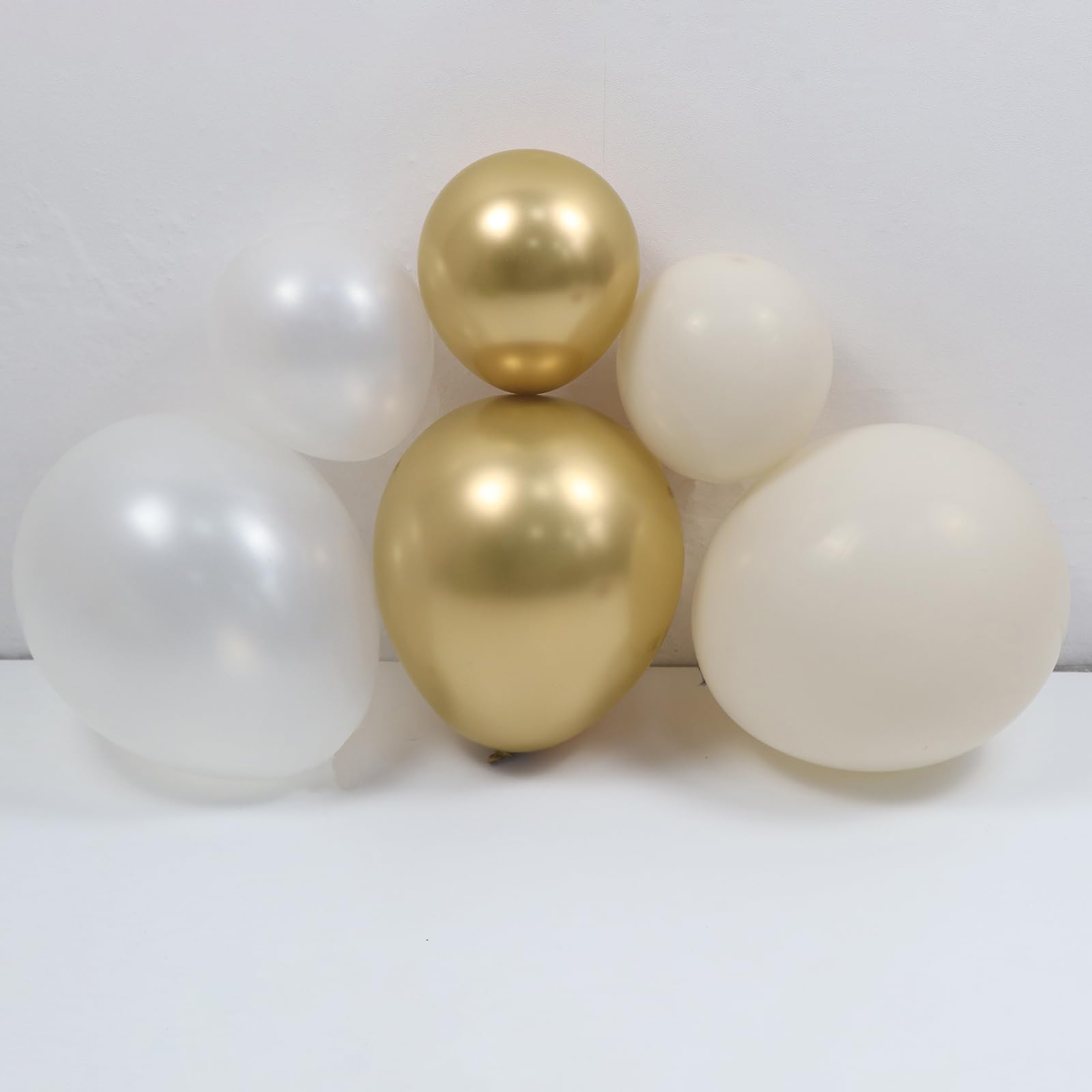 White Sand and Gold Balloons Arch Garland Kit-180pcs Neutral Metallic White Chrome Gold Balloons for Boho Wedding Baby Shower Bridal Shower Birthday Party Decorations