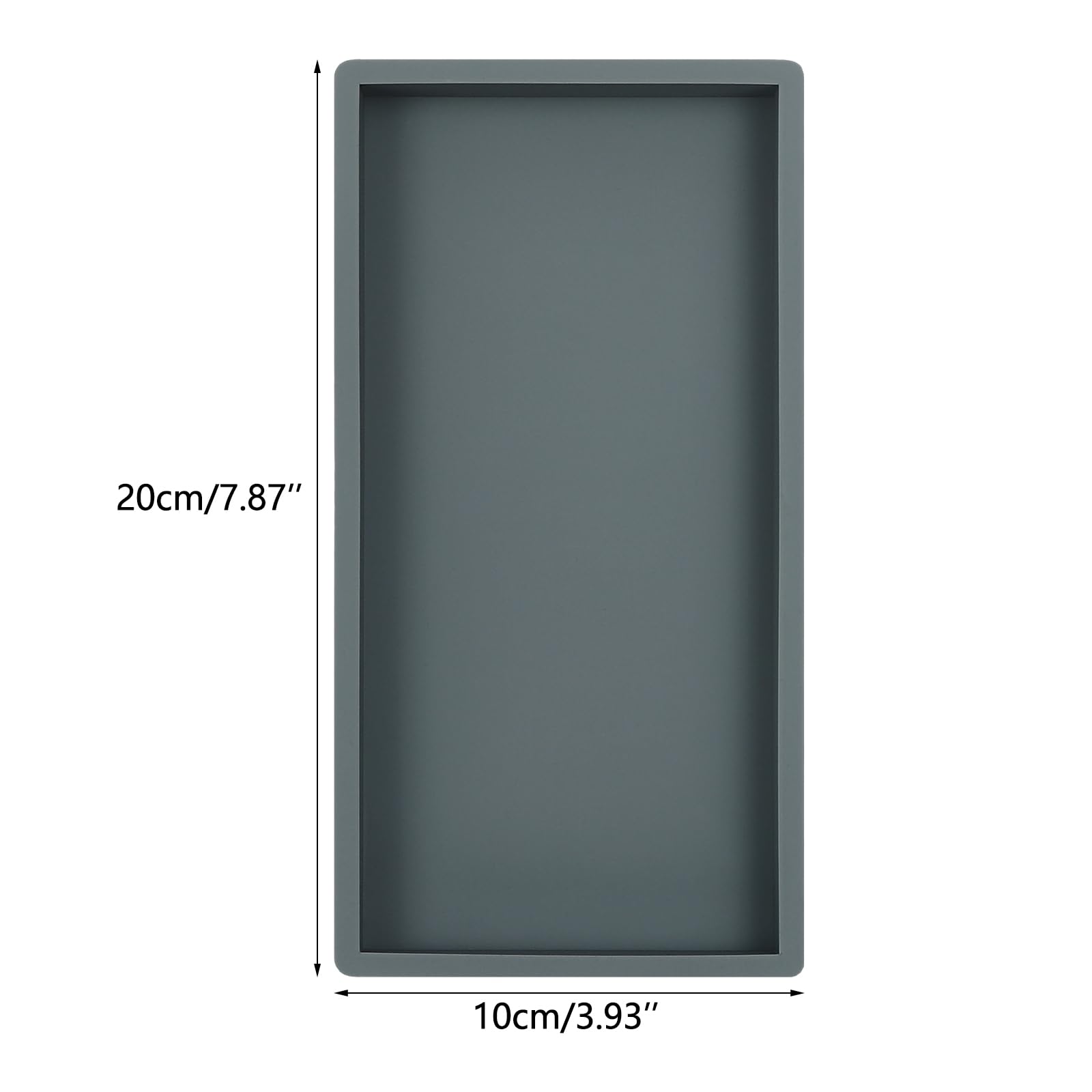 Bathroom Counter Tray, 7.87'' × 3.93'' Rectangular Silicone Decorative Tray, Perfume Tray, Gray