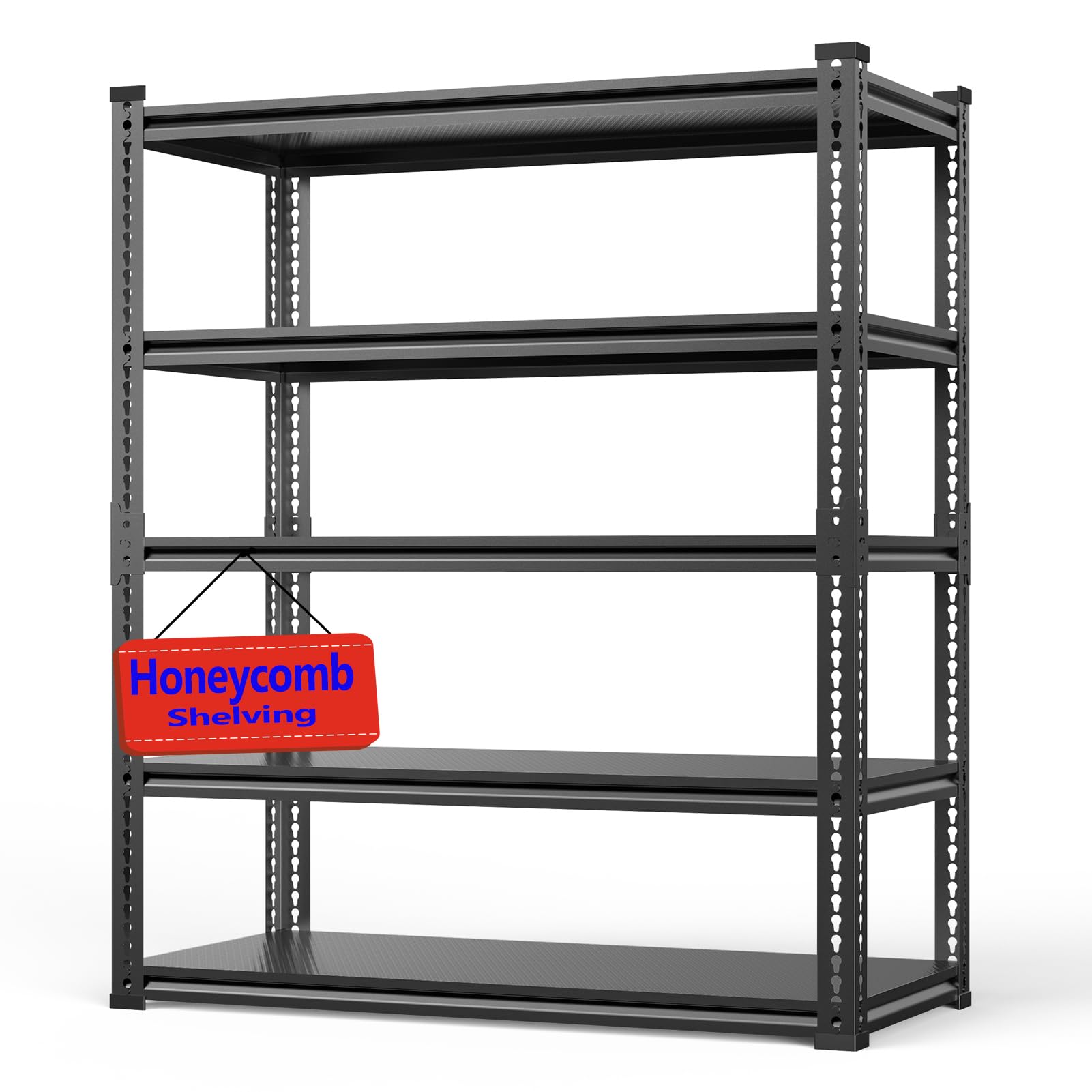 Lauxery Heavy-Duty Metal Garage Shelving Unit, 3000 lbs Load Capacity, 5-Tier Aluminum Metal Garage Shelves, Adjustable Industrial Storage Rack for Basement and Workshop(1,72" H X 45.3" X 19")