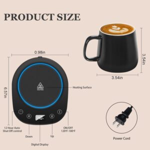 HYRIXDIRECT Coffee Mug Warmer with Mug Spoon Set, 7 Temperature Setting & Auto On/Off Gravity-Induction Coffee Mug with Auto Shut Off, Beverage, Milk, Tea Warmer