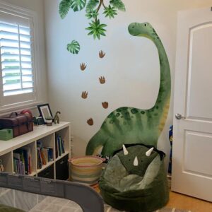 nxuebdu large dinosaur wall decals for boys bedroom dino footprints wall stickers peel and stick baby toddler kids room wall decor murals for nursery daycare classroom decoration (kl-bm2063)