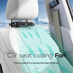 Car Fan for Driver and Passenger's Seat - Mini Portable USB Backseat Cooling Fan Kids Baby Quiet headrest Neck Fan Accessories with 3 Adjustable Wind Speeds for All Cars Vehicle Jeep Van RV Truck