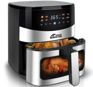 miraston 6.5qt air fryer, 8-in-1 smart digital air fryers with large visual window, 8 presets recipes & manual adjustments for quick easy meals, dishwasher-safe, for family, party