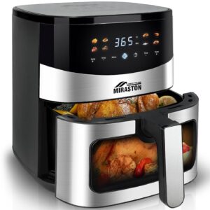 MIRASTON 6.5QT Air Fryer, 8-in-1 Smart Digital Air Fryers with Large Visual Window, 8 Presets Recipes & Manual Adjustments for Quick Easy Meals, Dishwasher-Safe, for Family, Party