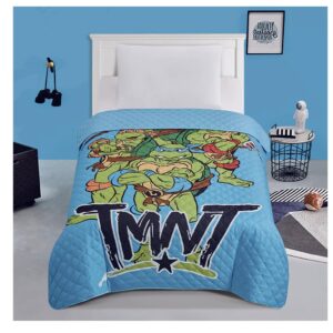 Jay Franco TMNT Teenage Mutant Ninja Turtles Twin Quilted Bedspread Only, Green, JF14538