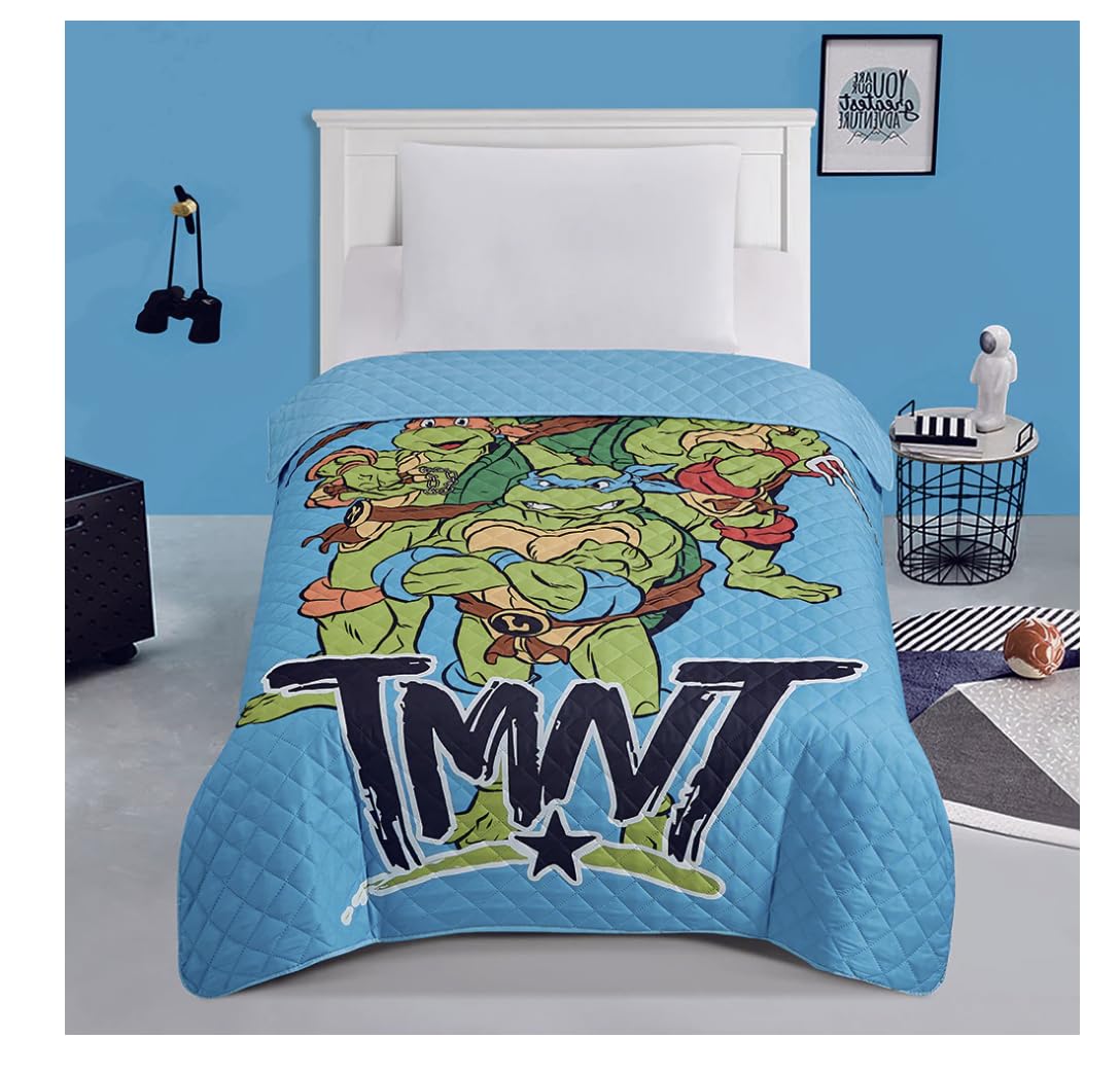 Jay Franco TMNT Teenage Mutant Ninja Turtles Twin Quilted Bedspread Only, Green, JF14538