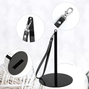 7.01x4.72in Yarn Holder with Leather Bands, Acrylic Wrist Yarn Holder Black Wrist Yarn Holder Portable Yarn Ball Minder Holder Yarn Holder Spinner for Knitting Crocheting Craft Lover Gift