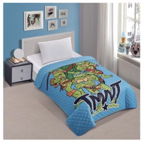 Jay Franco TMNT Teenage Mutant Ninja Turtles Twin Quilted Bedspread Only, Green, JF14538