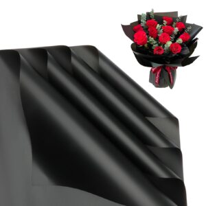 accguan 24 sheets flower wrapping paper - packing paper, bouquet wrapping paper, for birthday, graduation ceremonies, wedding, valentine's day gift(dark black)