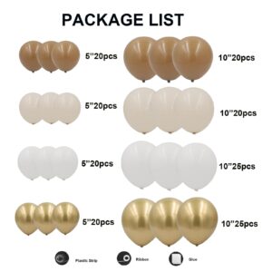 Neutral White and Gold Balloon Arch Kit-DIY 170pcs Boho Brown Sand White Chrome Gold Balloons Garland Kit for Birthday, Christening, Baby Shower, Bridal Shower, Engagement Party Decorations