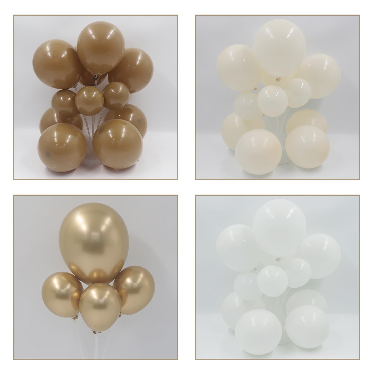 Neutral White and Gold Balloon Arch Kit-DIY 170pcs Boho Brown Sand White Chrome Gold Balloons Garland Kit for Birthday, Christening, Baby Shower, Bridal Shower, Engagement Party Decorations