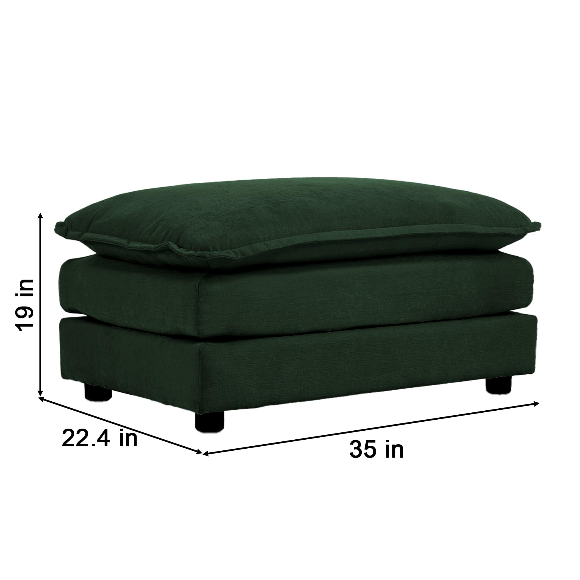 Oversized Cloud Couch with Ottoman, 25.52" Deep Seat Comfy Chenille Loveseat Sofa Modern Modular Sectional Couches Set Furniture Sets Living Room Bedroom juego de muebles de sala, Green