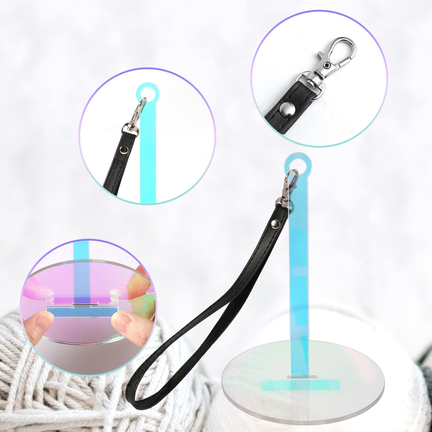 Portable Wrist Yarn Holder, Yarn Holder with Leather Strap Wristband Yarn Minder Organizer Stand Acrylic Yarn Ball Holder Yarn Dispenser Spinner for Knitting Supplies Crocheting Craft Present