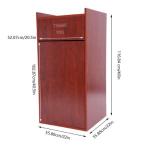 Yellulu Commercial-Grade Trash Receptacle, 27.24Qt Restaurant Fast Food Trash Bin,Wooden Restaurant Trash Can Cabinet | with Tray Top | Swing-Open Door Design | Foldable Canvas Trash Bag | Brown