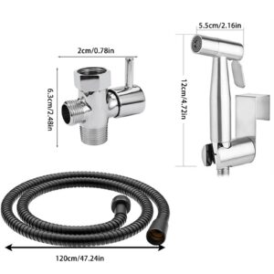 Handheld Bidet Sprayer for Toilet, Stainless Steel Leak Free T-Valve & Adjustable Jet Spray, Feminine Hygiene, Shower Sprayer for Pet, Wall or Toilet Mount Superior Complete Accessories (Black)