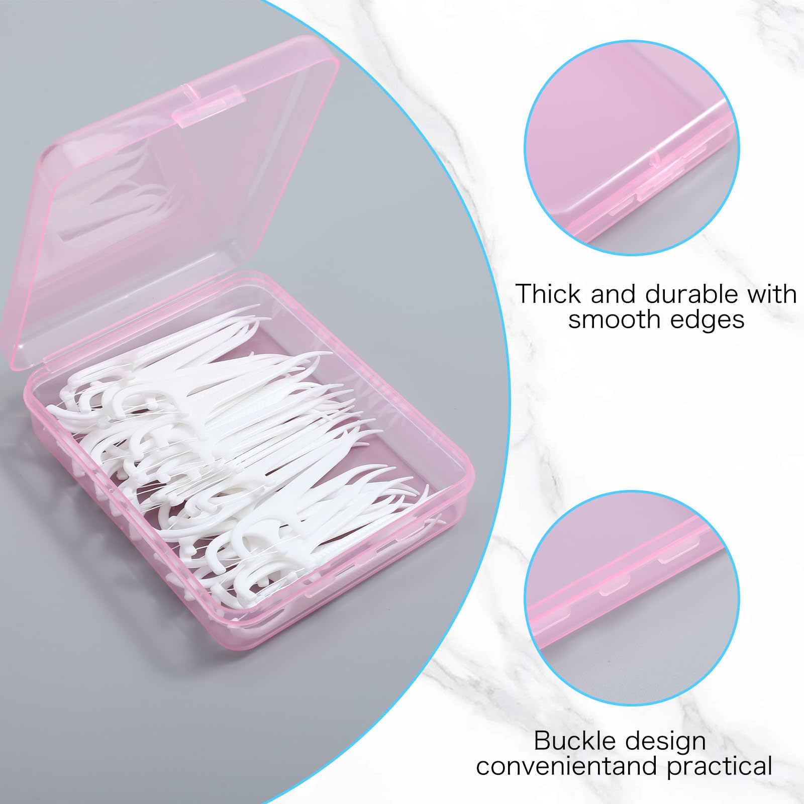 Thinp 3 Pcs Travel Qtips Case,Portable Travel Cotton Pad Holder Qtip Travel Case Travel Size Qtips Cosmetic Pad Container Cosmetic Sponge Storage Box with Transparent Lid for Cotton Rounds Swabs Floss