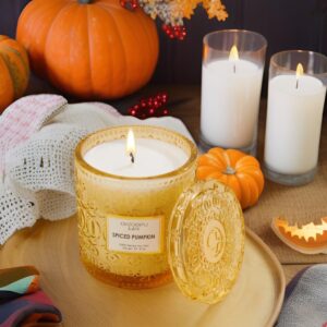 Chloefu LAN Fall Candles for Home Decoration Spiced Pumpkin Scented Candles Halloween Candles Gift, Luxury Scented Soy Jar Autumn Candles with up to 55 Hour Long Lasting, Sweet Home Decor, 8.1 oz