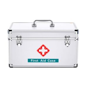 DAOUXIAOSP Family First Aid Box,Portable Medicine Chest Storage,Lidded Storage Bins Medicine Cabinets First Aid Box Portable Medicine Chest Storage Multifunctional Metal Storage Case for Home Outdoor