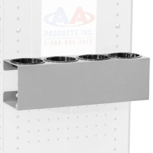 aa products p-sh-spray can rack 4 bottle spray can holder wall-mounted rack, steel aerosol can rack design for 13" d van shelving for garage and workspace (silver)