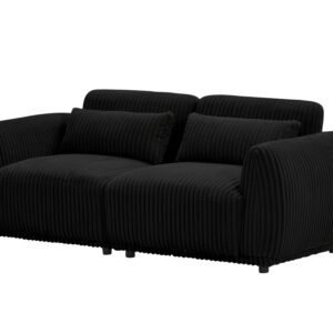 kevarada Corduroy Upholstered Modular Sectional Couch Loveseat Sofa 2 Seats Convertible Sectional Sofa for Living Room Small Couch for Small Space(2 Seats,Black)