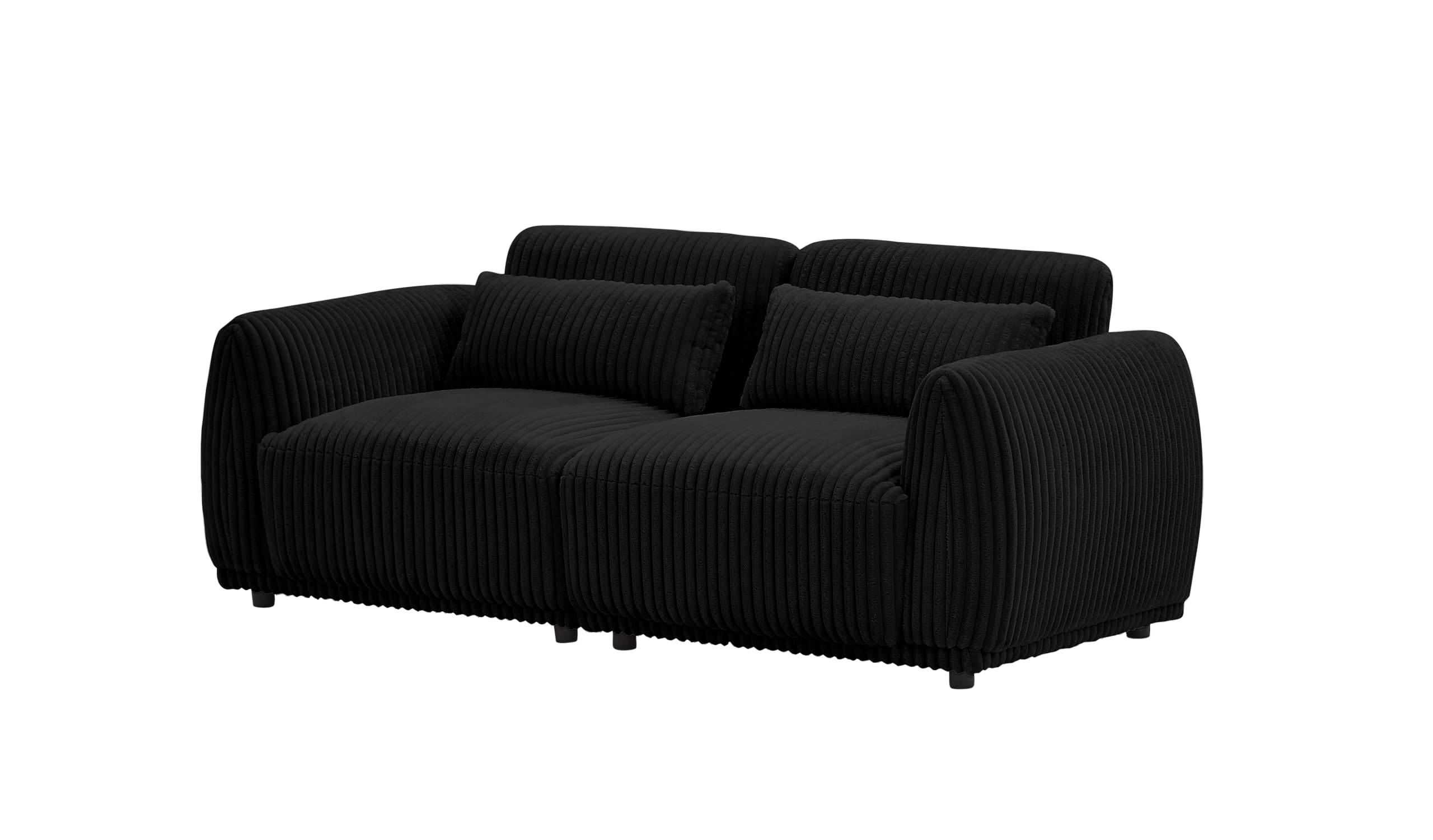 kevarada Corduroy Upholstered Modular Sectional Couch Loveseat Sofa 2 Seats Convertible Sectional Sofa for Living Room Small Couch for Small Space(2 Seats,Black)