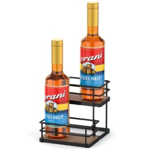 thygiftree coffee syrup rack organizer 4 bottles syrup holder stand for coffee bar 2-tier syrup storage shelves for dressing for kitchen coffee station