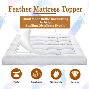 WhatsBedding 5 Inch Duck Feather Bed King Size, 100% Cotton Extra Thick Mattress Topper, 2500gsm Overfilled Pillow Top, Hotel Collection Mattress Topper, 78x80 in, Bright White