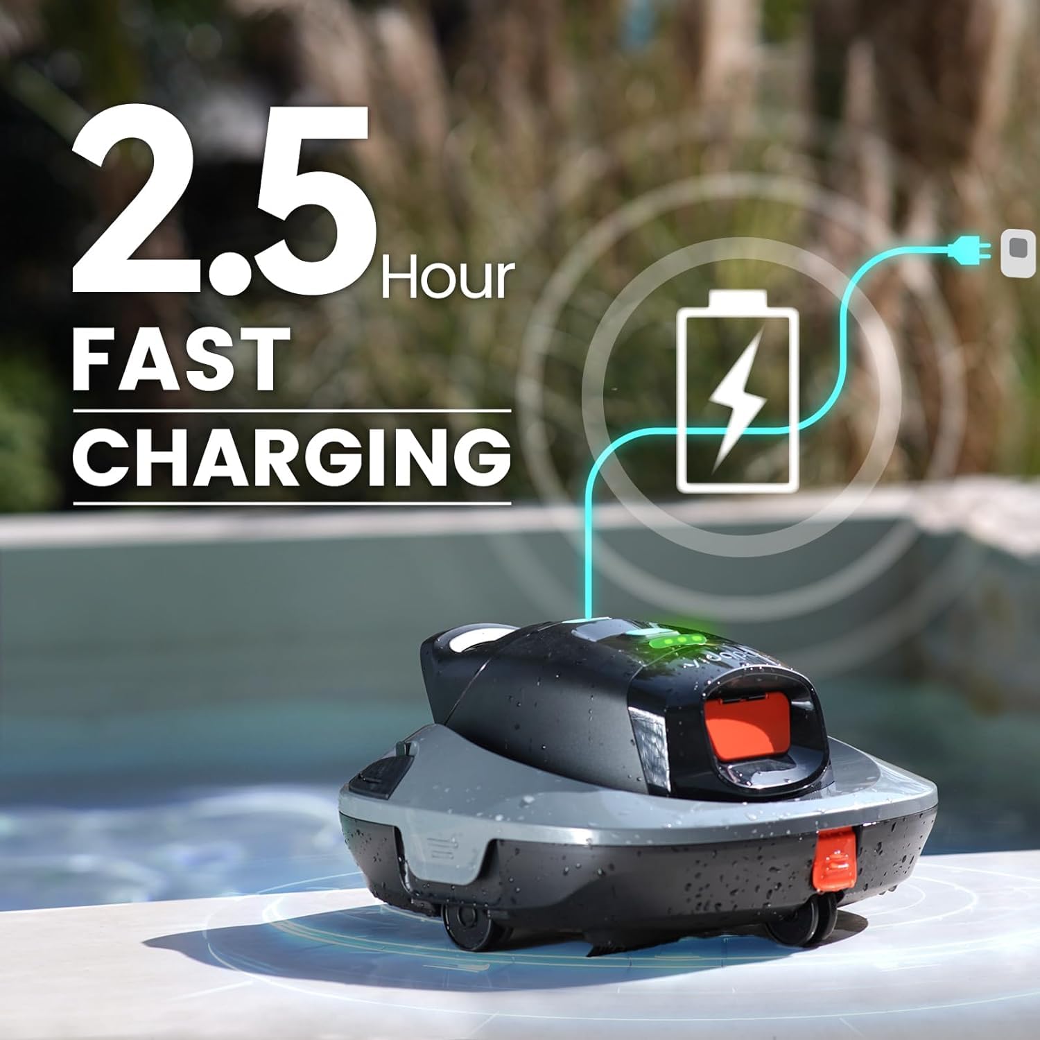 Vidapool Cordless Robotic Pool Vacuum Cleaner,Portable Swimming Pool Vacuum Self-Parking Technology with LED Indicator,Ideal for Above Ground/Flat Pools up to 860 Sq.Ft,Lasts 90 Mins-Grey