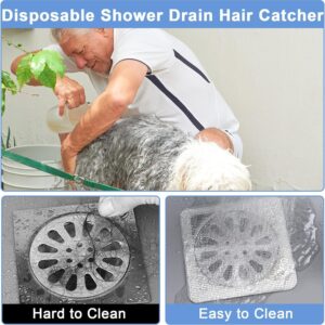 MuZhiAn Disposable Shower Drain Collector Mesh Sticker, 4" x 4" Disposable Shower Drain Catcher, Hair Catcher,Drain Hair Catcher,Drain Mesh Cover, for Bathroom, Laundry Room, Kitchen, Bathtub(30 Pcs)